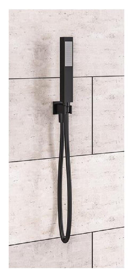 Aquarius Bathrooms Shower Kit Aquarius Modern Square Wall Mounted Shower Kit with Outlet and Hose Matt Black AQ6010193738