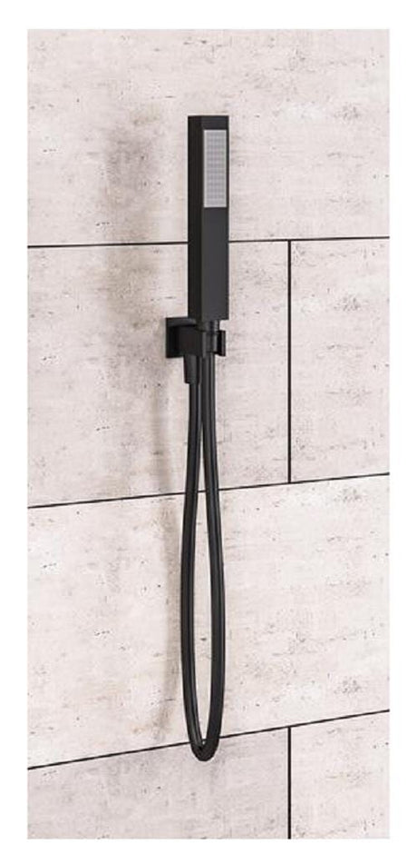 Aquarius Bathrooms Shower Kit Aquarius Modern Square Wall Mounted Shower Kit with Outlet and Hose Matt Black AQ6010193738