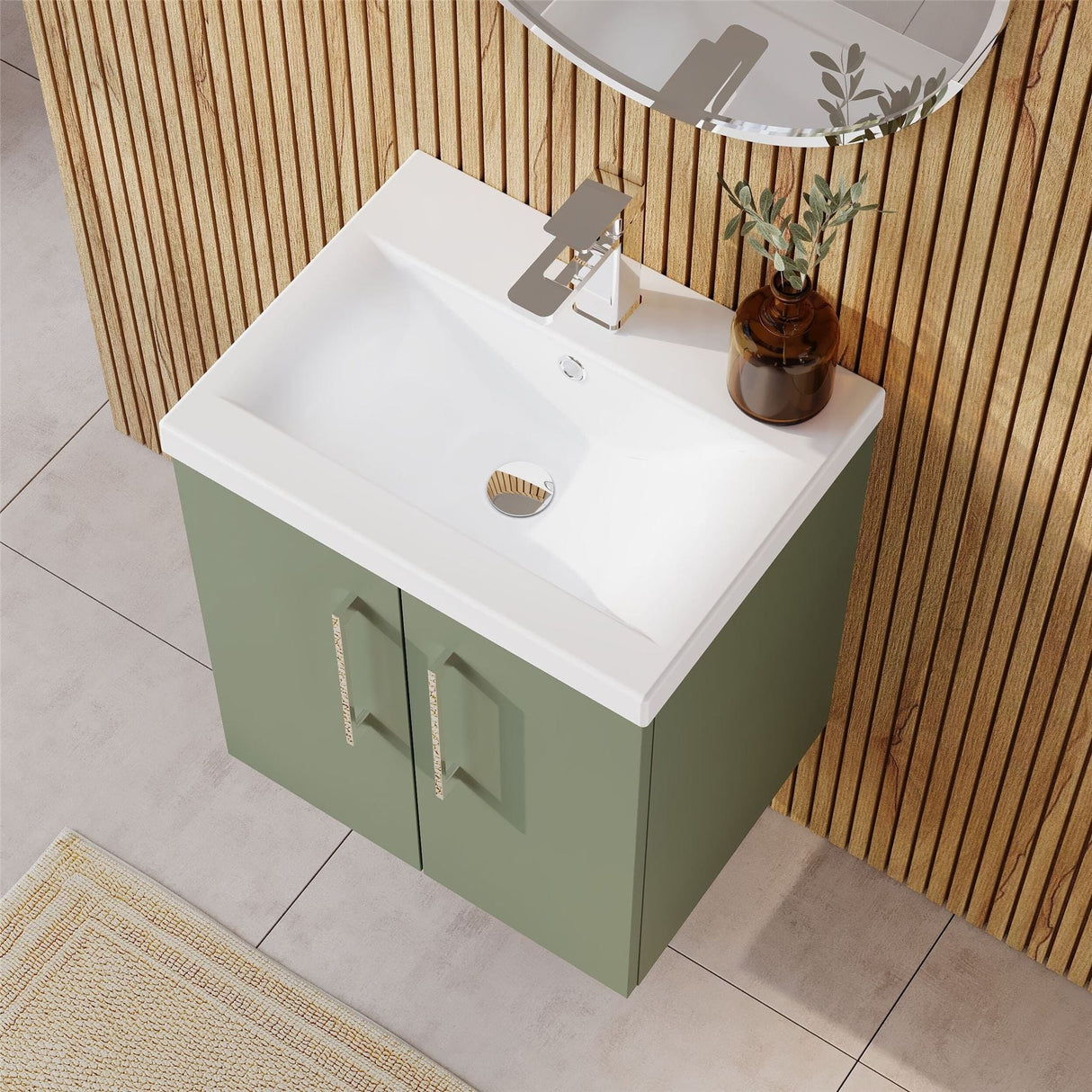 Aquarius Floor Standing Vanity Unit Aquarius Brisbane 500mm Wall Hung 2 Door Vanity Unit with 1 Tap Hole Mid Edge Basin