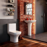 Aquarius Bathrooms Close Coupled Toilet Aquarius Sequoia Fully Shrouded Short Projection Close Coupled Toilet with Wrapover Soft Close Seat