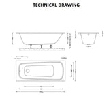 Aquarius Bathrooms Single Ended Bath 1700 x 700 Aquarius Agar Single Ended Reinforced Bath