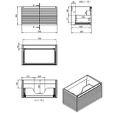 Aquarius Bathrooms Wall Mounted Vanity Unit Aquarius Contour 815mm Wall Mounted One Drawer Vanity Unit with Basin