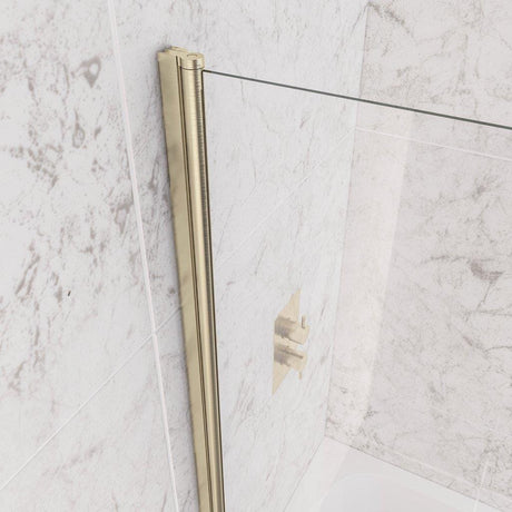 Aquarius Bathrooms Hinged Straight Bath Screen Aquarius LevAqua Straight 6mm Brushed Brass Hinged Bath Screen 1400 x 800mm AQ490112