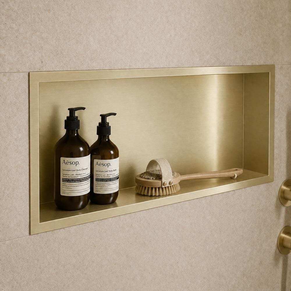 Aquarius Bathrooms Shelf Brushed Brass / 600 x 300mm Aquarius Shower Niche