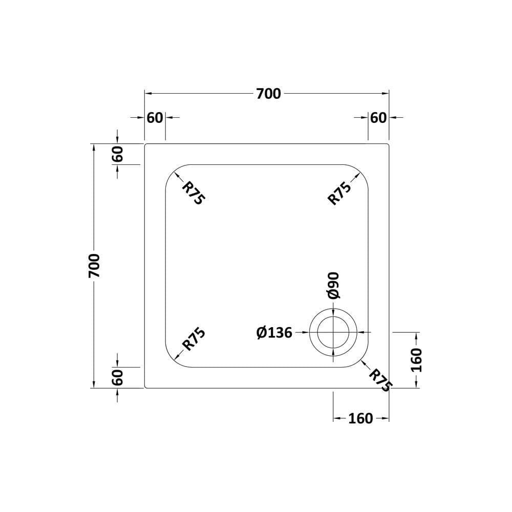 Aquarius Bathrooms Square Shower Tray Aquarius Urbano Square 45mm Stone Resin Shower Tray in White