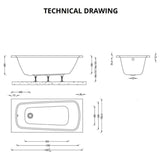 Aquarius Bathrooms Single Ended Bath 1500 x 700 Aquarius Agar Single Ended Reinforced Bath