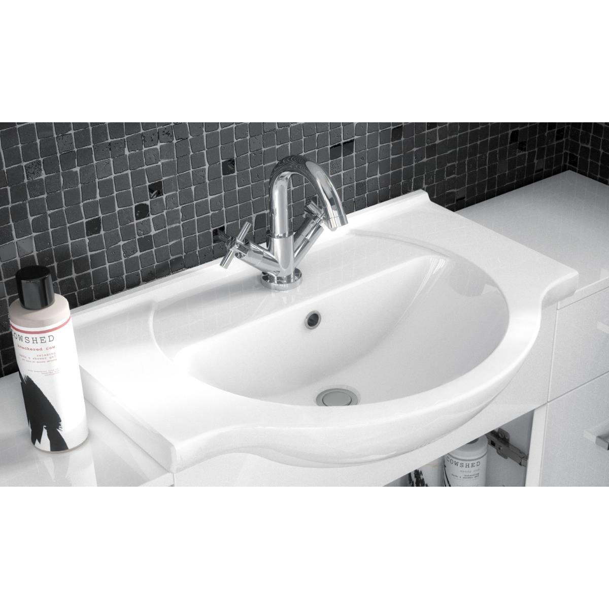 Aquarius Floor Standing Vanity Unit Aquarius Canberra 1050mm 2 Door Floor Standing Vanity Unit and Back to Wall WC Unit Combination with 1 Tap Hole Round Basin