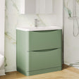 Aquarius Bathrooms Floor Standing Vanity Unit Green Aquarius Seren 800mm Floor Standing Two Drawer Vanity Unit with Basin