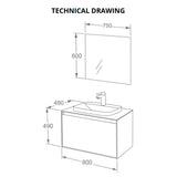 Aquarius KF-Series One Drawer 800mm Vanity Unit with Countertop