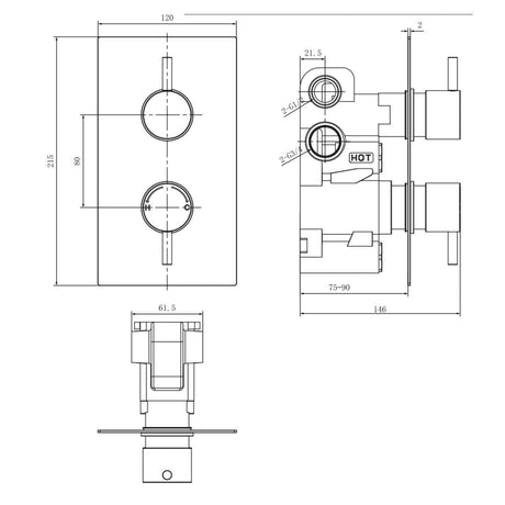 Aquarius Bathrooms Concealed Shower Valve Aquarius Modern Round Thermostatic Two Way Concealed Shower Valve