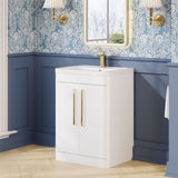 Aquarius Floor Standing Vanity Unit Gloss White Aquarius Perth 600mm 2 Door Floor Standing Vanity Unit with 1 Tap Hole Basin