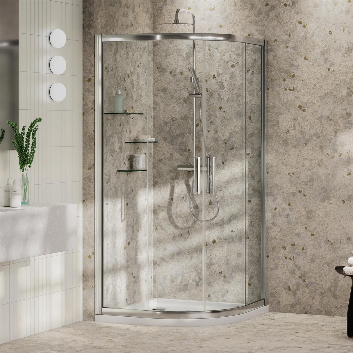 Aquarius Pluvia 8mm Quadrant Double Sliding Shower Door in Silver