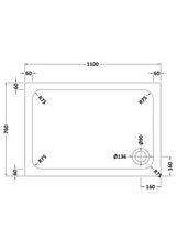 Aquarius Bathrooms Rectangle Shower Tray 1100x760mm Aquarius Urbano Rectangular 45mm Stone Resin Shower Tray in Slate Grey