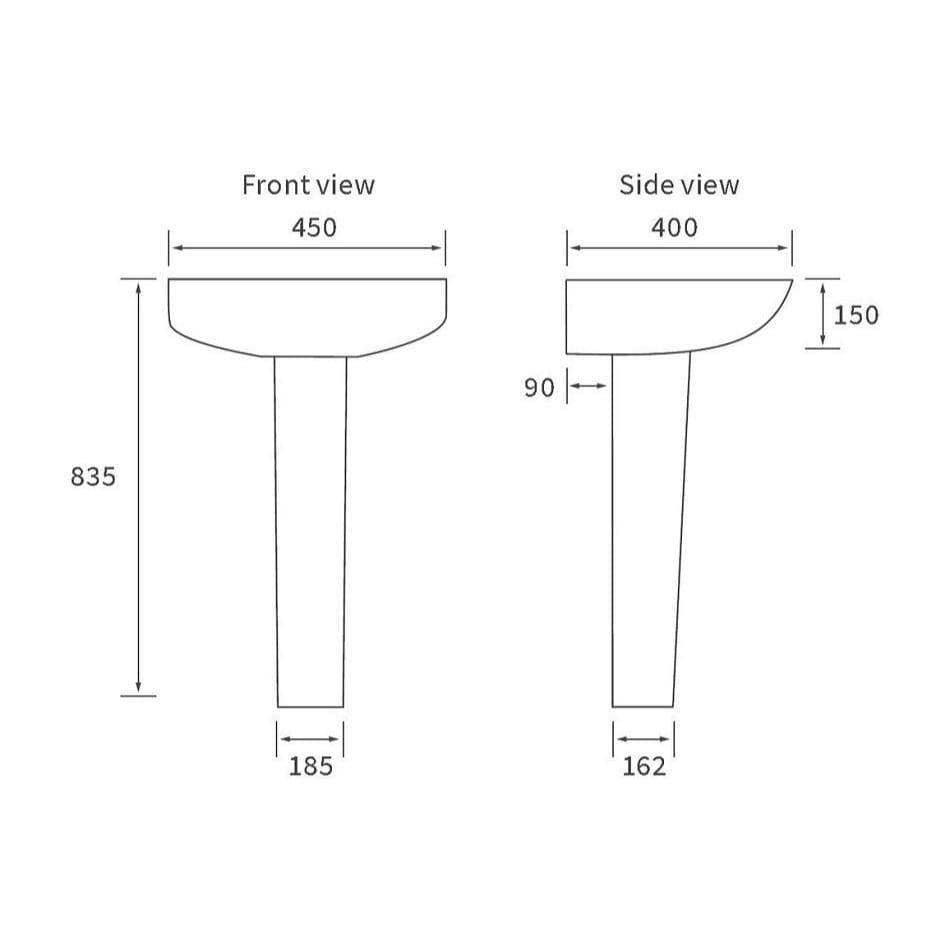 Aquarius Bathrooms Pedestal Basin Aquarius Willow 1 Tap Hole Basin with Full Pedestal