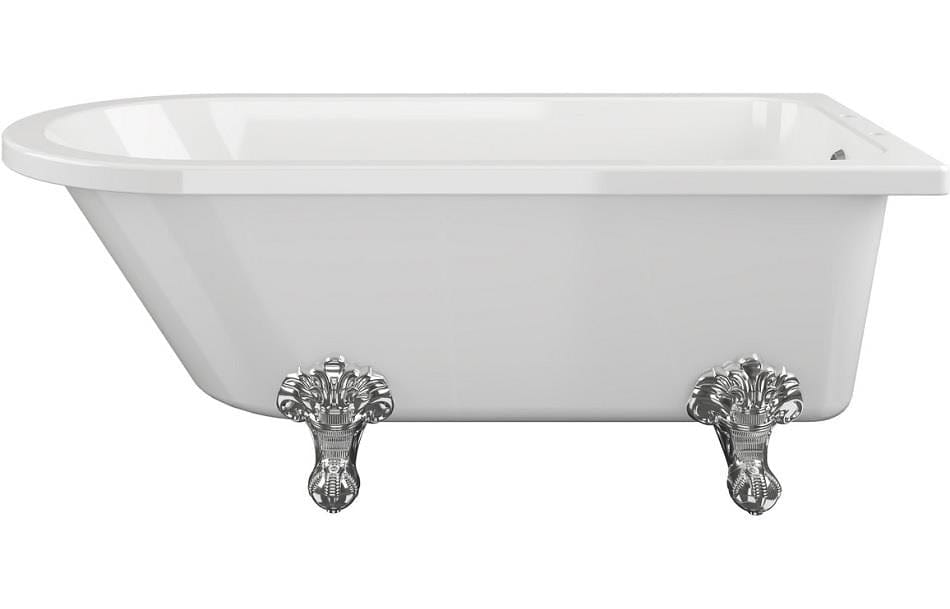 Aquarius Bathrooms Freestanding Bath Aquarius Timeless Luxury Freestanding Corner 2TH Bath With Chrome Ravenclaw Feet 1500mm