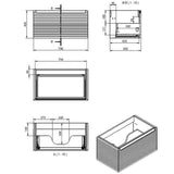Aquarius Bathrooms Wall Mounted Vanity Unit Aquarius Contour 815mm Wall Mounted One Drawer Vanity Unit with Basin
