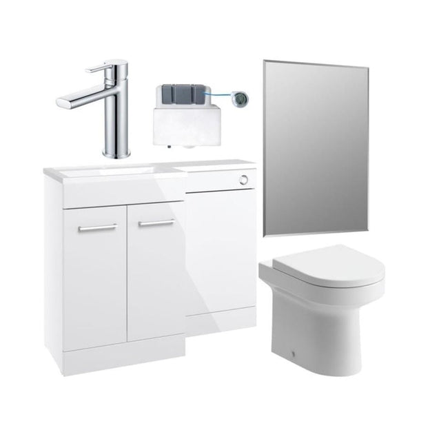 Aquarius Bathrooms Vanity Unit Suite White / Left Hand Aquarius Urbano Premium 1000mm Vanity Unit  Suite (with Back to Wall Toilet)