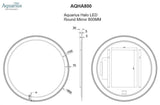 Aquarius Halo Round 800mm LED Illuminated Mirror