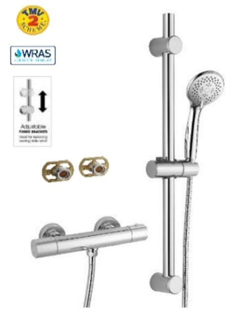 Aquarius Bathrooms Exposed Shower Set Aquarius RainLux Easy-Fit Round Bar Shower Valve and Kit
