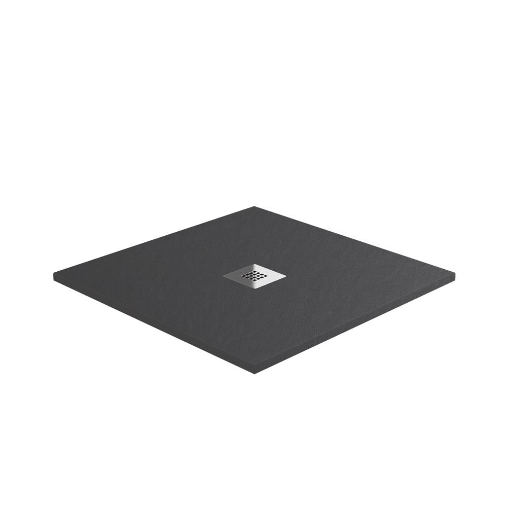 Aquarius Honiston Mineral Composite Slate Effect Shower Tray in Charcoal Grey