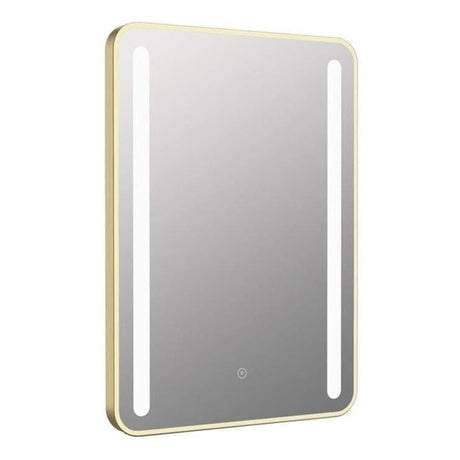 Aquarius Bathrooms Illuminated Mirror Aquarius Reflect Rounded LED Illuminated Mirror - 500 x 700mm - Brushed Brass Trim