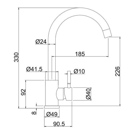 Aquarius Bathrooms Kitchen Tap Aquarius TrueCook Series 92 Brushed Stainless Steel Single Lever Kitchen Mixer Tap AQTK092SS