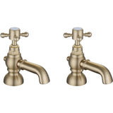 Aquarius Bathrooms Pillar Bath Tap Brushed Brass Aquarius Chic Bath Pillar Taps (Pair)
