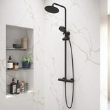 Aquarius Bathrooms Exposed Shower Set Black Aquarius Exposed Thermostatic Bar Shower Overhead and Handheld Shower