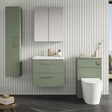 Aquarius Wall Mounted Vanity Unit Satin Green Aquarius Brisbane 600mm Wall Hung 2 Drawer Vanity Unit with 1 Tap Hole Mid Edge Basin