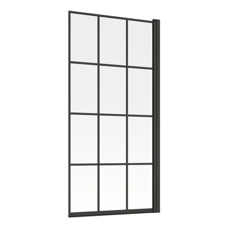 Aquarius Bathrooms Bath Screen Aquarius LevAqua Crittall Style 6mm Framed Hinged Bath Screen in Matt Black