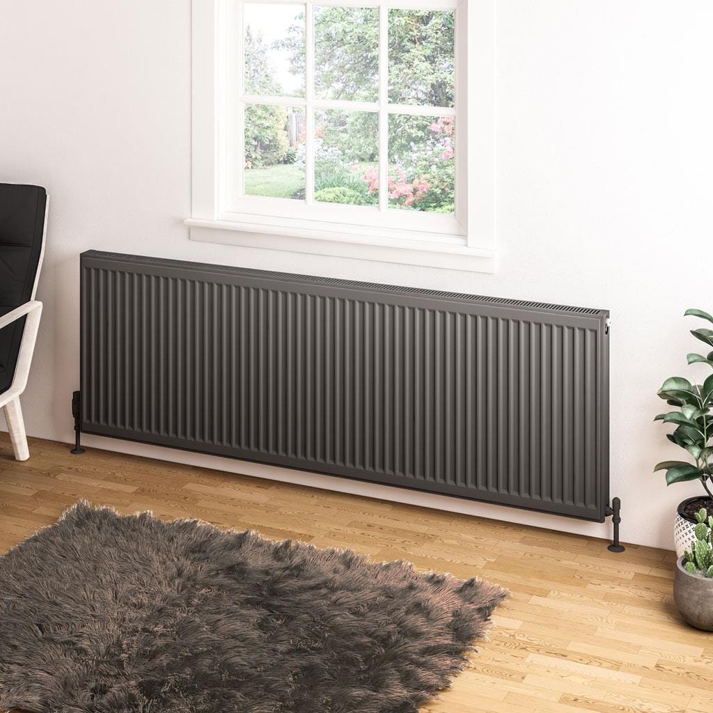 Aquarius Bathrooms Type 11 600 x 1800 Aquarius Type 11 Compact Panel Radiator In Matt Anthracite