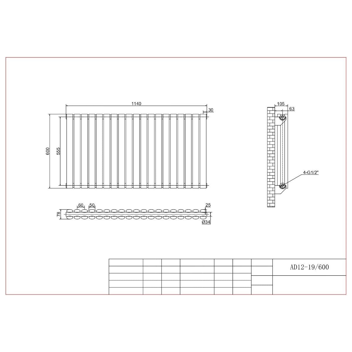 Aquarius Bathrooms Column Radiator Aquarius Athens Horizontal Double Column Radiator