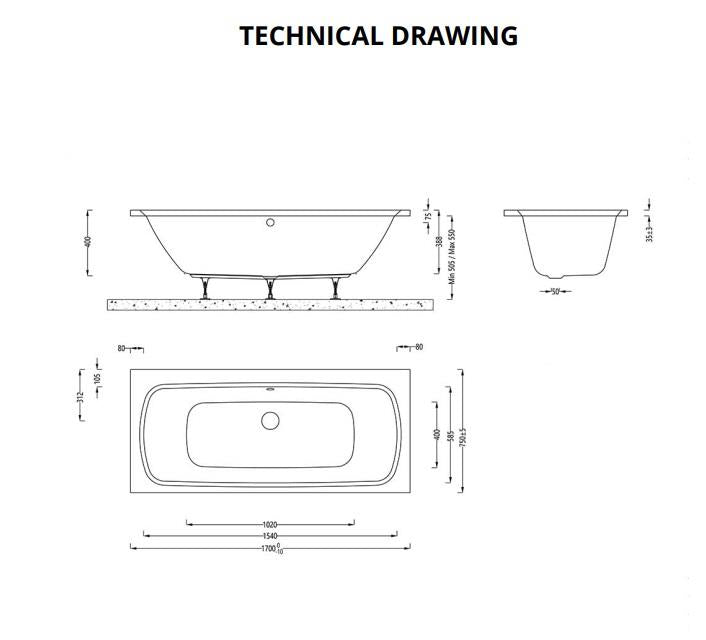 Aquarius Agar Double Ended Standard Bath