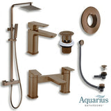 Aquarius Hydro Complete Shower Brassware Pack with Basin Mixer, Bath Mixer & Round Exposed Shower