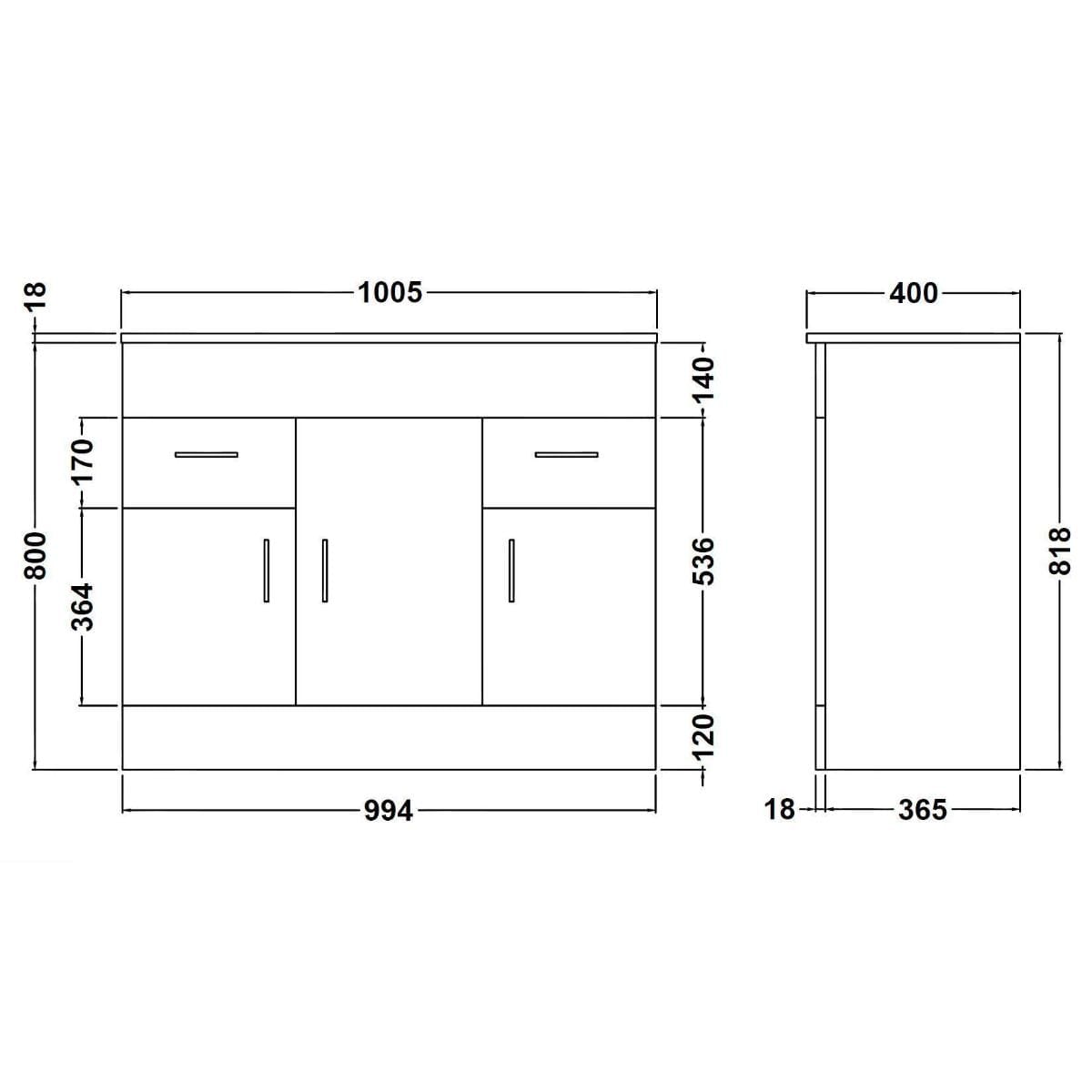 Aquarius Floor Standing Vanity Unit Aquarius Adelaide Floor Standing Vanity Unit with 1 Tap Hole Ceramic Basin