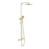 Aquarius Bathrooms Bar Shower Kit Brushed Brass Aquarius RainLux Eco Square Adjustable Exposed Bar Shower System