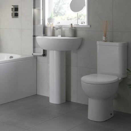 Aquarius Bathrooms Close Coupled Toilet Aquarius Willow Open Back Close Coupled Toilet with Soft Close Seat