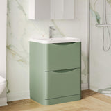 Aquarius Bathrooms Floor Standing Vanity Unit Green Aquarius Seren 600mm Floor Standing Two Drawer Vanity Unit with Basin