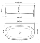 Aquarius Bathrooms Freestanding Bath Aquarius Garda Back to Wall Freestanding Stone Bath in Gloss White 1580mm