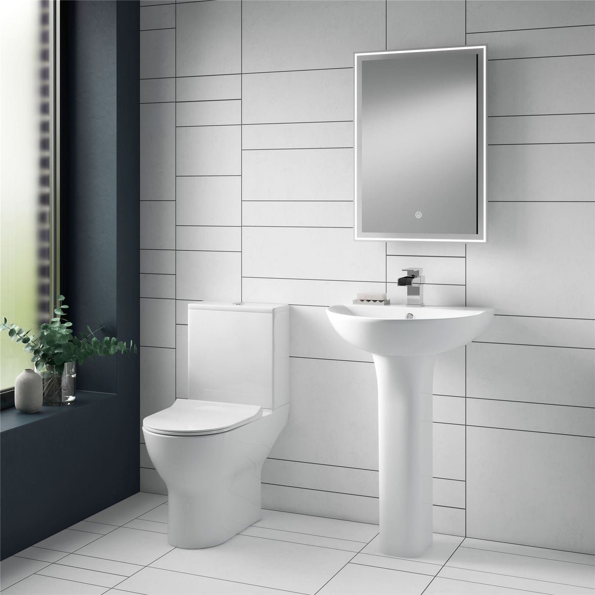 Aquarius Bathrooms Close Coupled Toilet Aquarius Vista Rimless Short Projection Close Coupled Toilet with Soft Close Seat