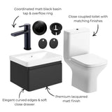 Aquarius Vanity Unit Aquarius Sophie 605mm Wall Hung Vanity Unit, Close Coupled Toilet, Tap and Fittings Bundle