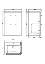 Aquarius Floor Standing Vanity Unit Aquarius Perth 600mm 2 Drawer Floor Standing Vanity Unit with 1 Tap Hole Basin
