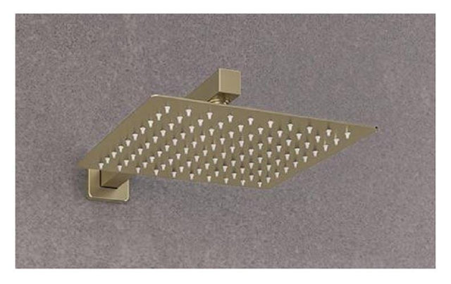 Aquarius Bathrooms Shower Arm and Head Kit Aquarius Modern Square Over Head 200mm Shower Head & Arm Brushed Brass AQ60104241