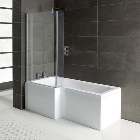 Aquarius Bathrooms Shower Bath Left Handed Aquarius Splash 1700mm x 700mm L-Shape Shower Bath, Screen And Front Panel Set