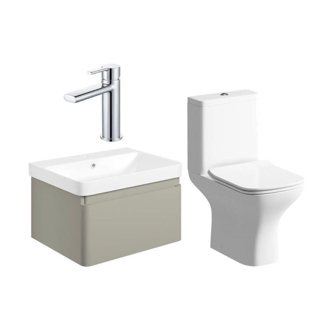 Aquarius Vanity Unit Matt Latte / Chrome Aquarius Sophie 605mm Vanity Unit and WC Set with Finishes