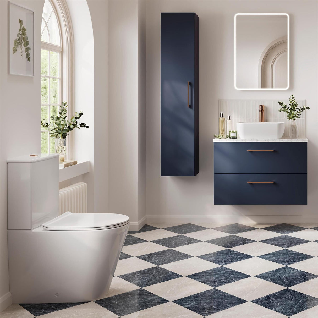 Aquarius Bathrooms Close Coupled Toilet Aquarius Metric Rimless Back to Wall Close Coupled Toilet with Soft Close Seat