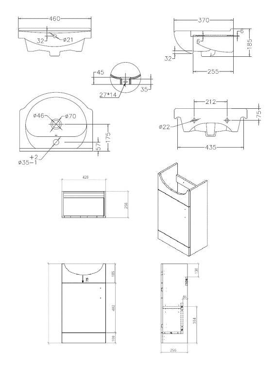 Aquarius View 450mm Vanity Unit and Close Coupled WC Toilet Set AQVW2558