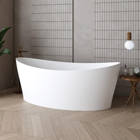 Aquarius Bathrooms Modern Freestanding Bath Aquarius Orta Freestanding Stone Bath in Gloss White 1600mm