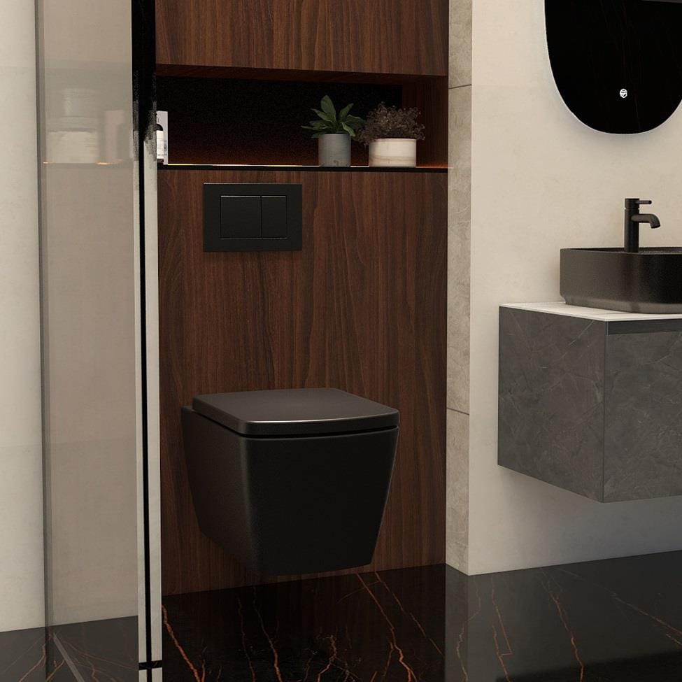 Aquarius Bathrooms Wall Hung Toilet Aquarius JF-Series Wall Hung Pan and Soft Close Seat Black