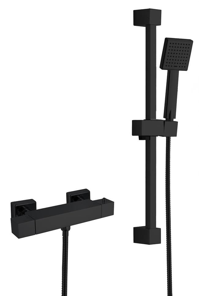 Aquarius Bathrooms Bar Valve Kit Aquarius RainLux Easy-Fit Square Bar Shower Valve and Kit Matt Black AQRL18BARMB